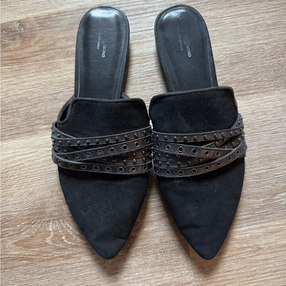 Black Studded Women's Mules